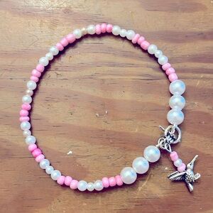 Handmade Glass & Pearl Beaded Charm Bracelet